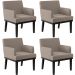 Kit 04 Poltronas Decorativas Sala de Estar Base Preto Beatriz W01 Bouclê Bege - Lyam Decor