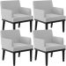 Kit 04 Poltronas Decorativas Sala de Estar Base Preto Beatriz W01 Bouclê Cinza - Lyam Decor