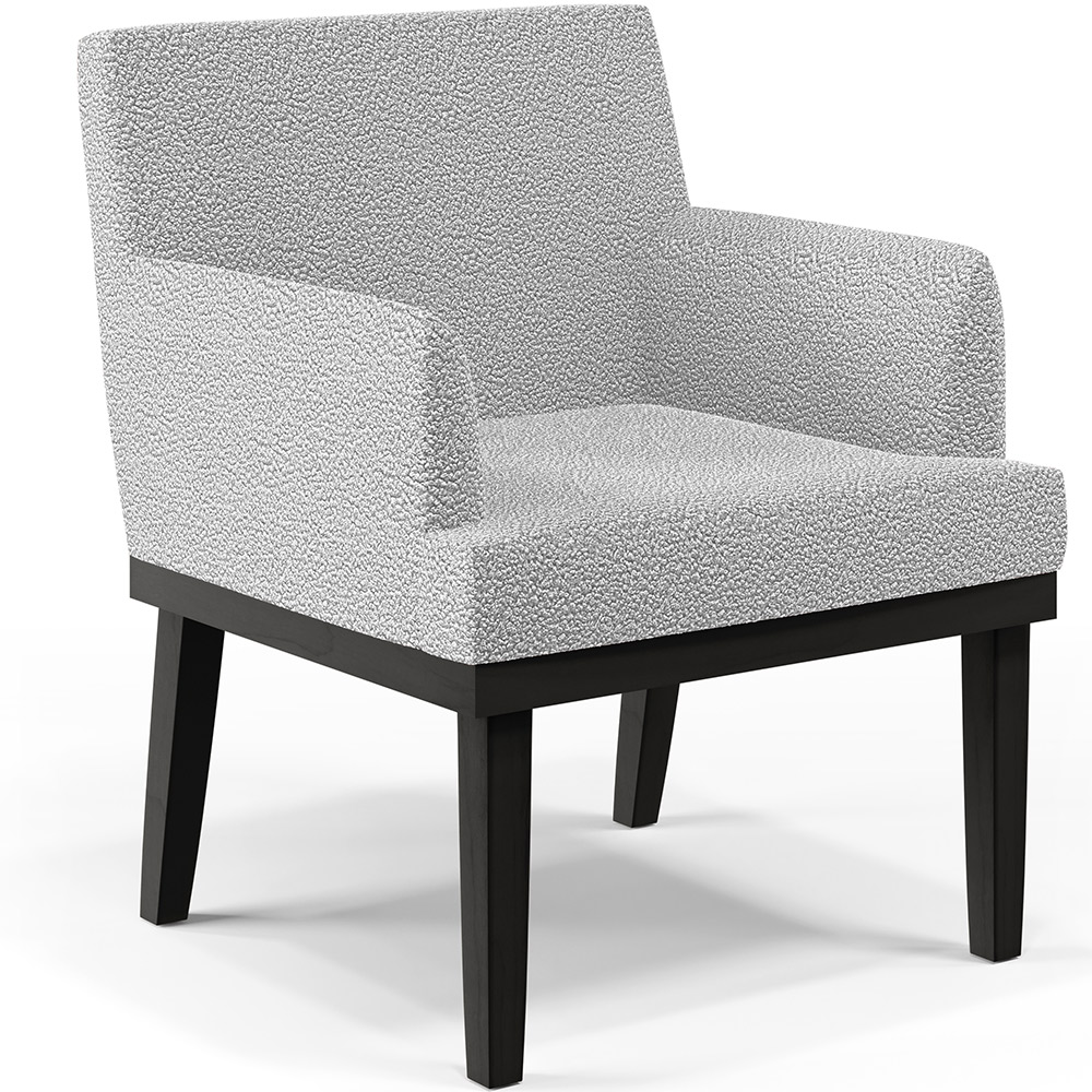 Kit 04 Poltronas Decorativas Sala de Estar Base Preto Beatriz W01 Bouclê Cinza - Lyam Decor