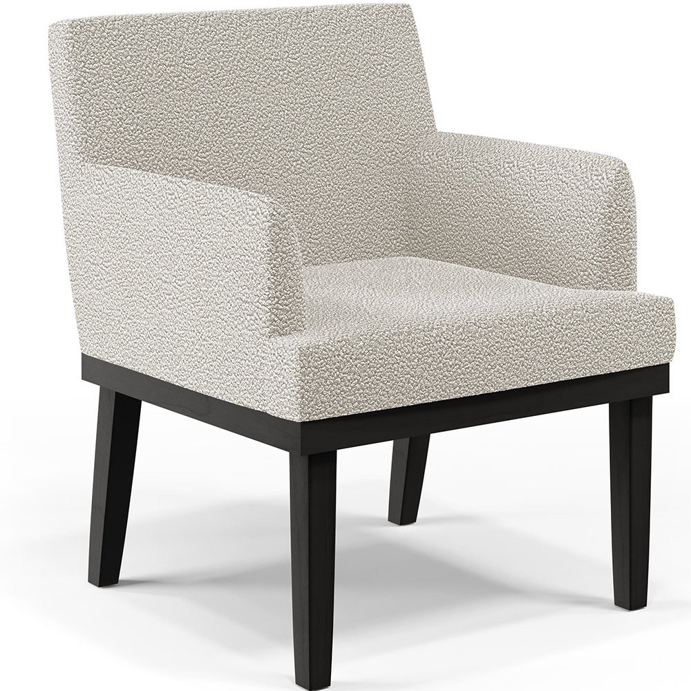 Kit 04 Poltronas Decorativas Sala de Estar Base Preto Beatriz W01 Bouclê Creme - Lyam Decor