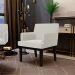 Kit 04 Poltronas Decorativas Sala de Estar Base Preto Beatriz W01 Bouclê Creme - Lyam Decor