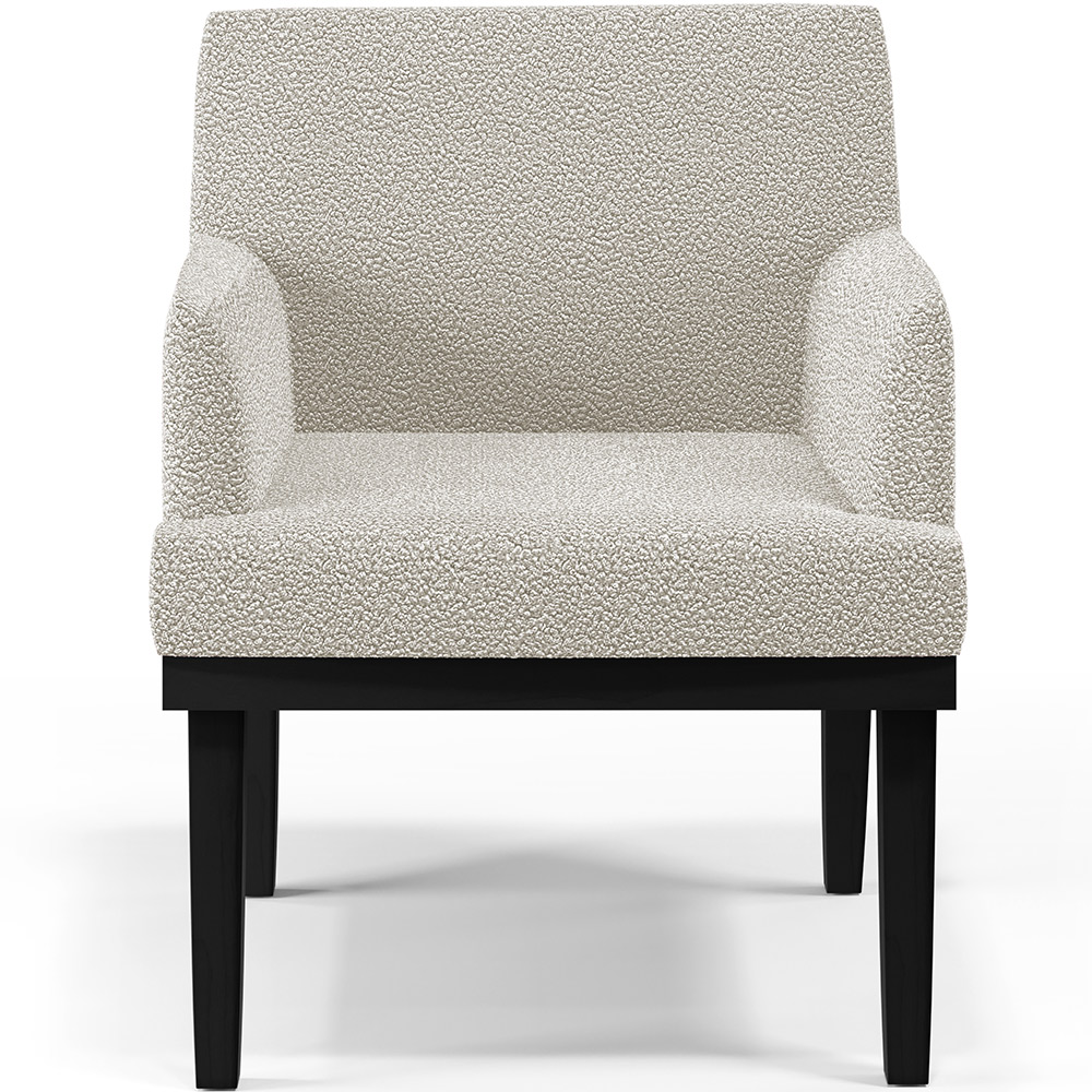 Kit 04 Poltronas Decorativas Sala de Estar Base Preto Beatriz W01 Bouclê Creme - Lyam Decor