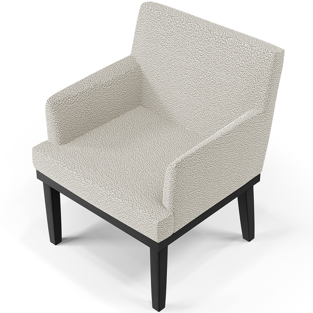 Kit 04 Poltronas Decorativas Sala de Estar Base Preto Beatriz W01 Bouclê Creme - Lyam Decor
