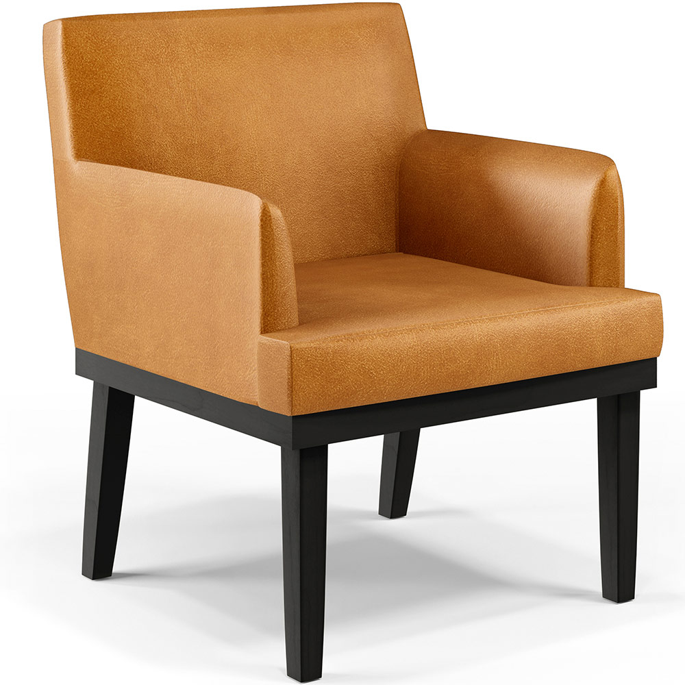 Kit 04 Poltronas Decorativas Sala de Estar Base Preto Beatriz W01 Couríssimo Whisky - Lyam Decor