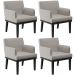 Kit 04 Poltronas Decorativas Sala de Estar Base Preto Beatriz W01 Linho Bege - Lyam Decor