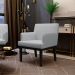 Kit 04 Poltronas Decorativas Sala de Estar Base Preto Beatriz W01 Linho Cinza - Lyam Decor