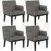 Kit 04 Poltronas Decorativas Sala de Estar Base Preto Beatriz W01 Linho Cinza Escuro - Lyam Decor