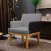 Kit 04 Poltronas Decorativas Sala de Estar Beatriz W01 Linho Cinza Escuro Couríssimo Preto - Lyam Decor