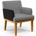 Kit 04 Poltronas Decorativas Sala de Estar Beatriz W01 Linho Cinza Escuro Couríssimo Preto - Lyam Decor