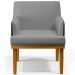 Kit 04 Poltronas Decorativas Sala de Estar Beatriz W01 Linho Cinza Escuro Couríssimo Preto - Lyam Decor