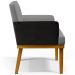 Kit 04 Poltronas Decorativas Sala de Estar Beatriz W01 Linho Cinza Escuro Couríssimo Preto - Lyam Decor