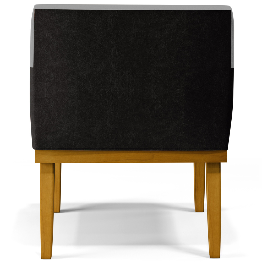 Kit 04 Poltronas Decorativas Sala de Estar Beatriz W01 Linho Cinza Escuro Couríssimo Preto - Lyam Decor