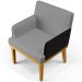 Kit 04 Poltronas Decorativas Sala de Estar Beatriz W01 Linho Cinza Escuro Couríssimo Preto - Lyam Decor