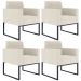 Kit 04 Poltronas Decorativas Sala e Recepção Base Fixa Metal Helô L02 Linho Champagne - Lyam Decor