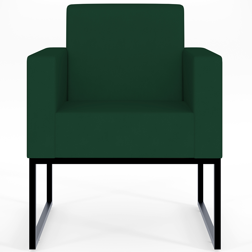 Kit 04 Poltronas Decorativas Sala e Recepção Base Fixa Metal Helô L02 Suede Verde Musgo - Lyam Decor
