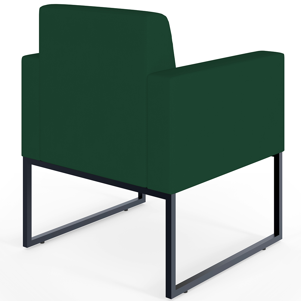 Kit 04 Poltronas Decorativas Sala e Recepção Base Fixa Metal Helô L02 Suede Verde Musgo - Lyam Decor