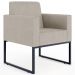 Kit 04 Poltronas Decorativas para Sala Recepção Base Fixa De Metal Helô L02 Linho Bege - Lyam Decor