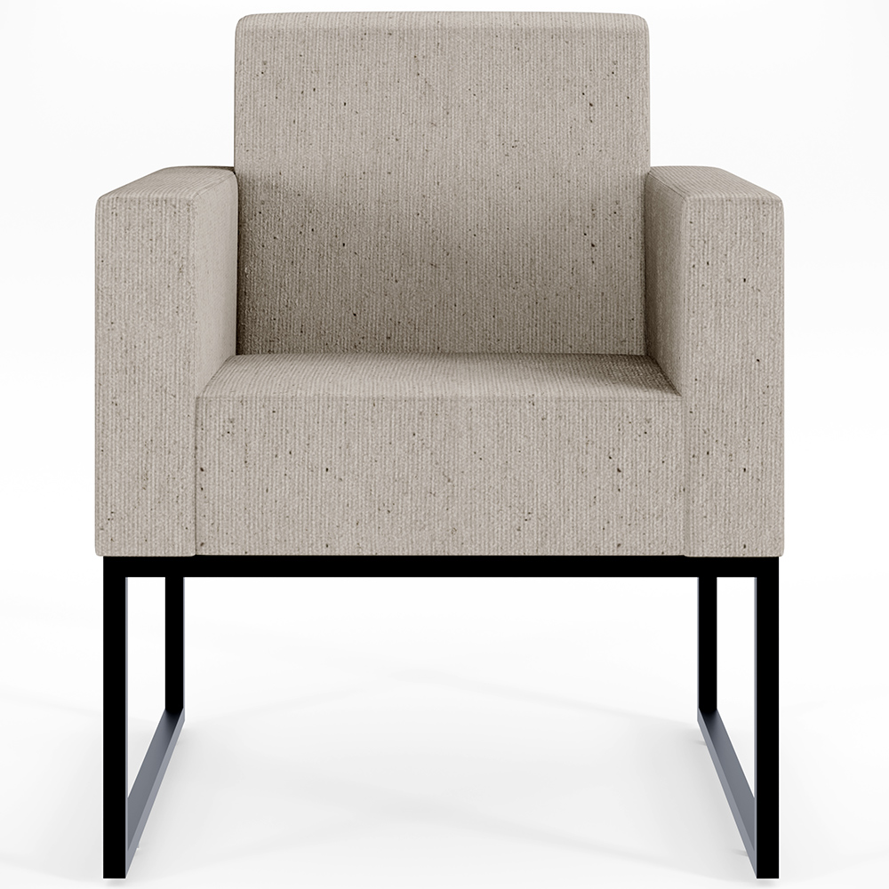Kit 04 Poltronas Decorativas para Sala Recepção Base Fixa De Metal Helô L02 Linho Bege - Lyam Decor