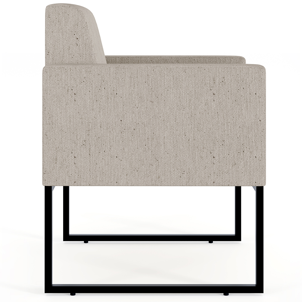 Kit 04 Poltronas Decorativas para Sala Recepção Base Fixa De Metal Helô L02 Linho Bege - Lyam Decor