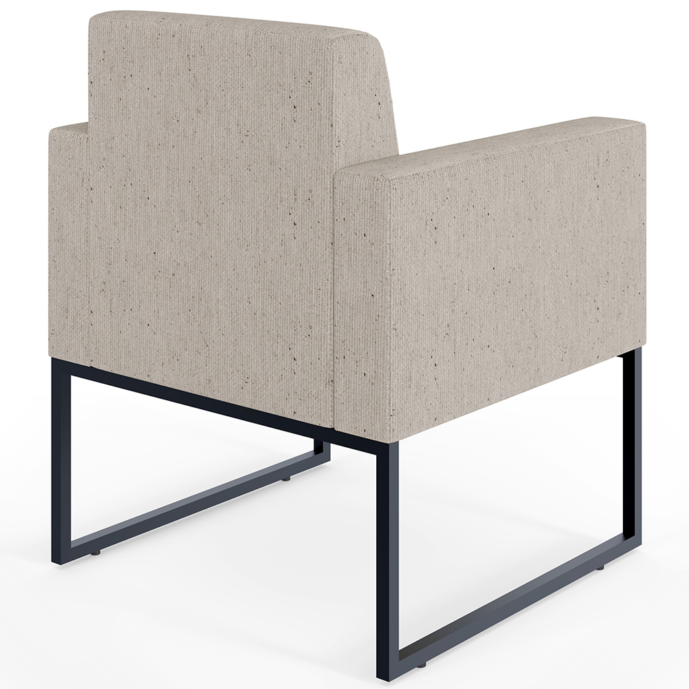 Kit 04 Poltronas Decorativas para Sala Recepção Base Fixa De Metal Helô L02 Linho Bege - Lyam Decor