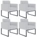 Kit 04 Poltronas Decorativas para Sala Recepção Base Fixa De Metal Helô L02 Linho Cinza - Lyam Decor