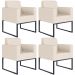 Kit 04 Poltronas Decorativas para Sala Recepção Base Fixa De Metal Helô L02 Suede Bege - Lyam Decor