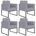 Kit 04 Poltronas Decorativas para Sala Recepção Base Fixa De Metal Helô L02 Suede Cinza - Lyam Decor