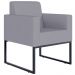 Kit 04 Poltronas Decorativas para Sala Recepção Base Fixa De Metal Helô L02 Suede Cinza - Lyam Decor