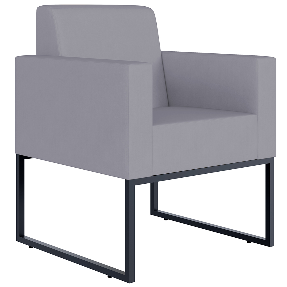 Kit 04 Poltronas Decorativas para Sala Recepção Base Fixa De Metal Helô L02 Suede Cinza - Lyam Decor