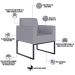 Kit 04 Poltronas Decorativas para Sala Recepção Base Fixa De Metal Helô L02 Suede Cinza - Lyam Decor