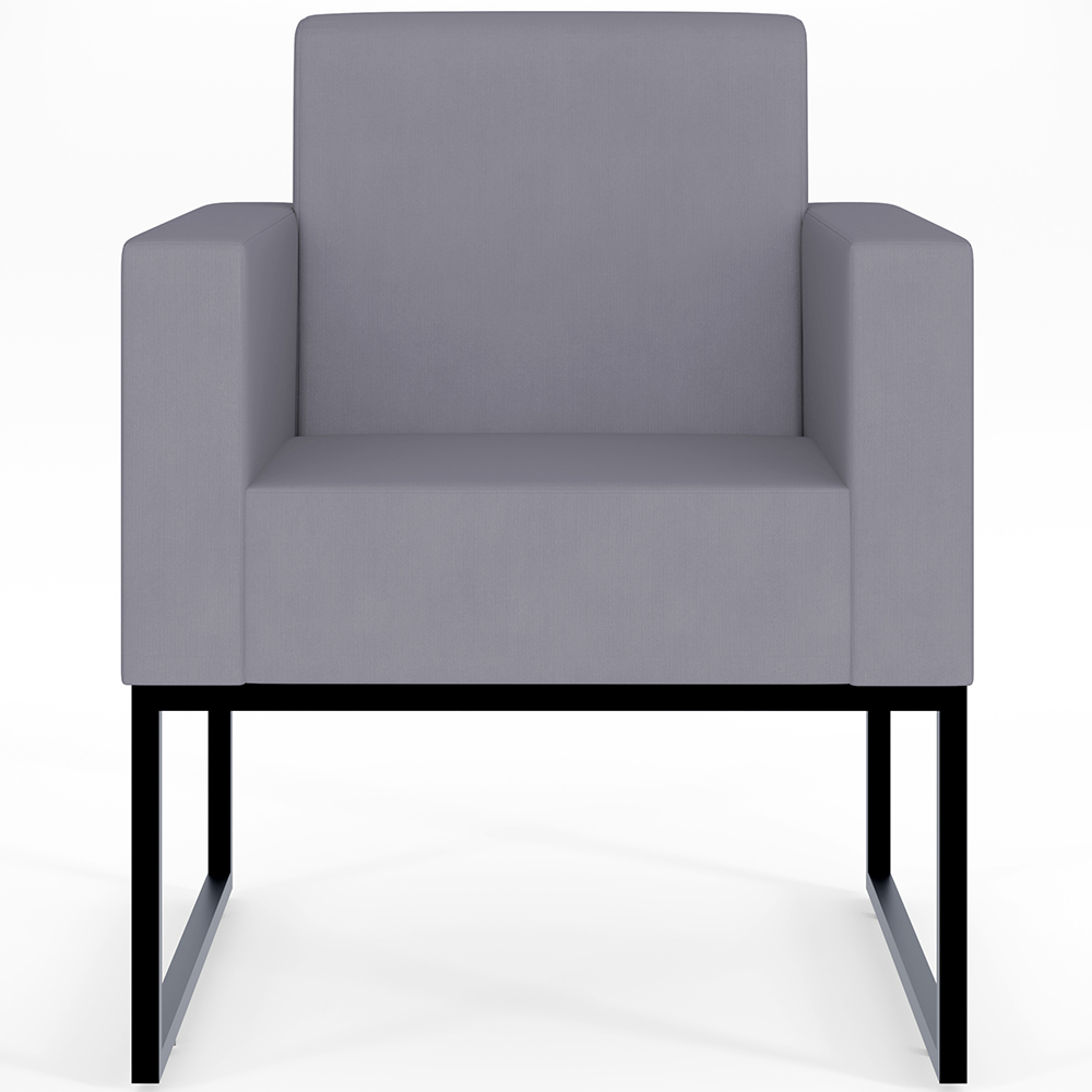 Kit 04 Poltronas Decorativas para Sala Recepção Base Fixa De Metal Helô L02 Suede Cinza - Lyam Decor