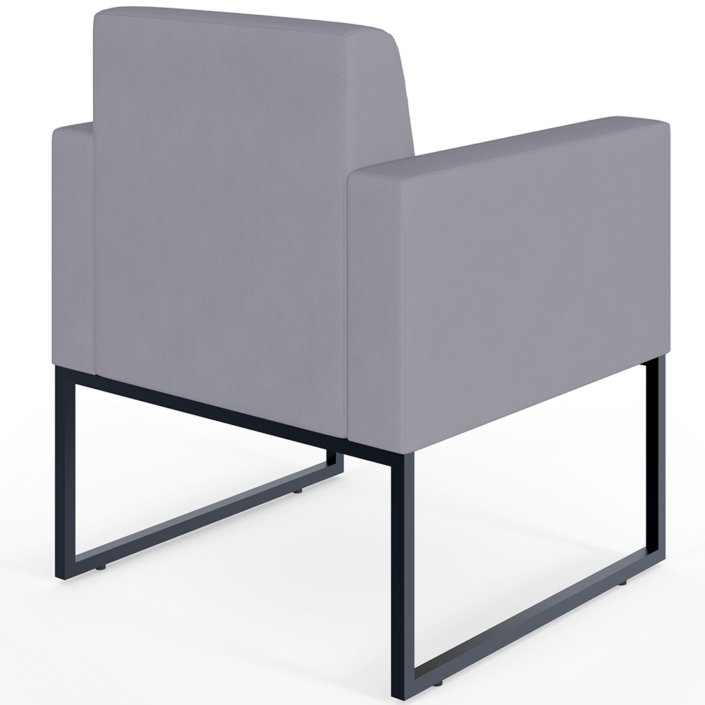 Kit 04 Poltronas Decorativas para Sala Recepção Base Fixa De Metal Helô L02 Suede Cinza - Lyam Decor