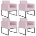 Kit 04 Poltronas Decorativas para Sala Recepção Base Fixa De Metal Helô L02 Suede Rosê - Lyam Decor