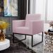 Kit 04 Poltronas Decorativas para Sala Recepção Base Fixa De Metal Helô L02 Suede Rosê - Lyam Decor