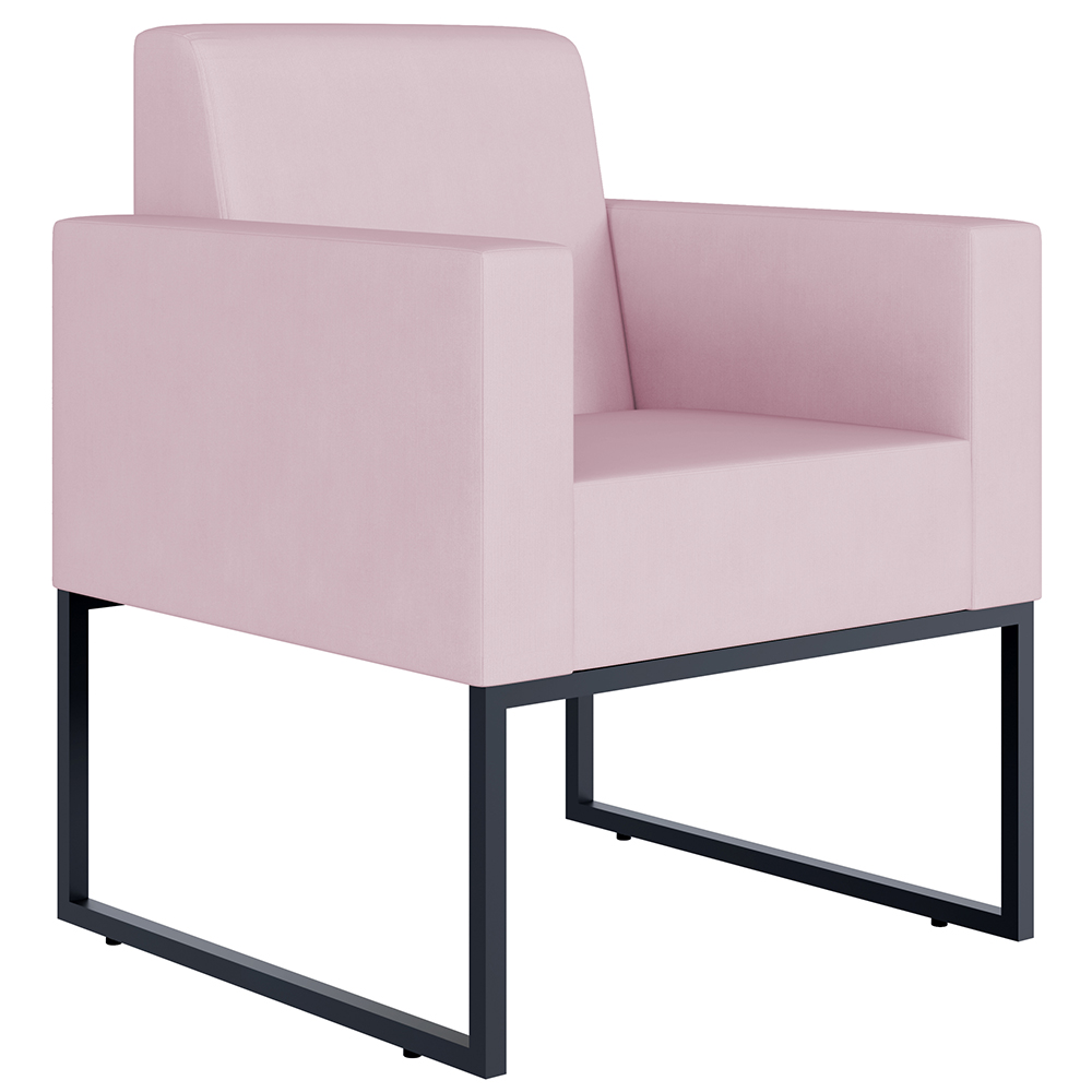 Kit 04 Poltronas Decorativas para Sala Recepção Base Fixa De Metal Helô L02 Suede Rosê - Lyam Decor