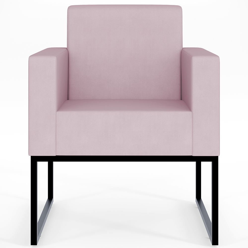 Kit 04 Poltronas Decorativas para Sala Recepção Base Fixa De Metal Helô L02 Suede Rosê - Lyam Decor