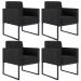 Kit 04 Poltronas Decorativas para Sala Recepção Base Fixa Metal Helô L02 Linho Chumbo - Lyam Decor
