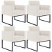 Kit 04 Poltronas Decorativas para Sala e Recepção Base Fixa De Metal Helô L02 Linho Cru - Lyam Decor