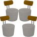 Kit 04 Poltronas Para Sala De Estar Decorativa Base Fixa Luara M03 Linho Cinza - Lyam Decor