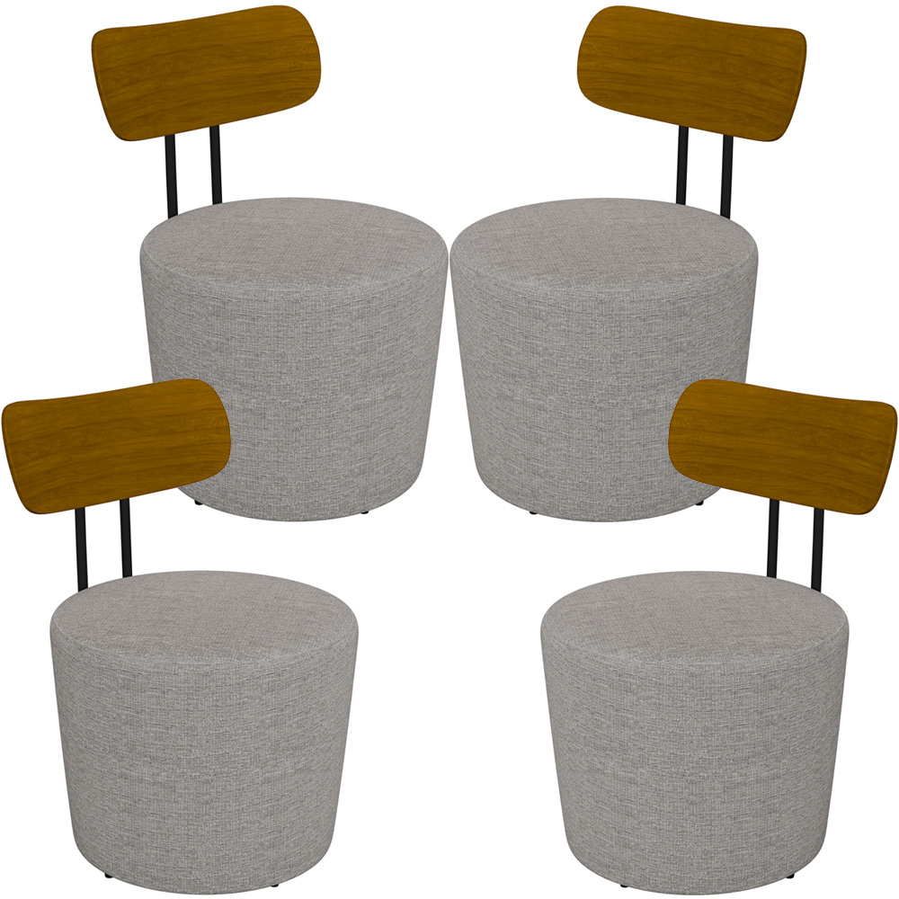 Kit 04 Poltronas Para Sala De Estar Decorativa Base Fixa Luara M03 Linho Cinza - Lyam Decor