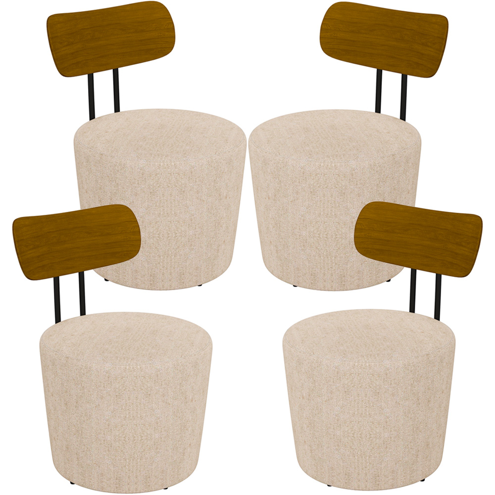 Kit 04 Poltronas Para Sala De Estar Decorativa Base Fixa Luara M03 Linho Cru - Lyam Decor