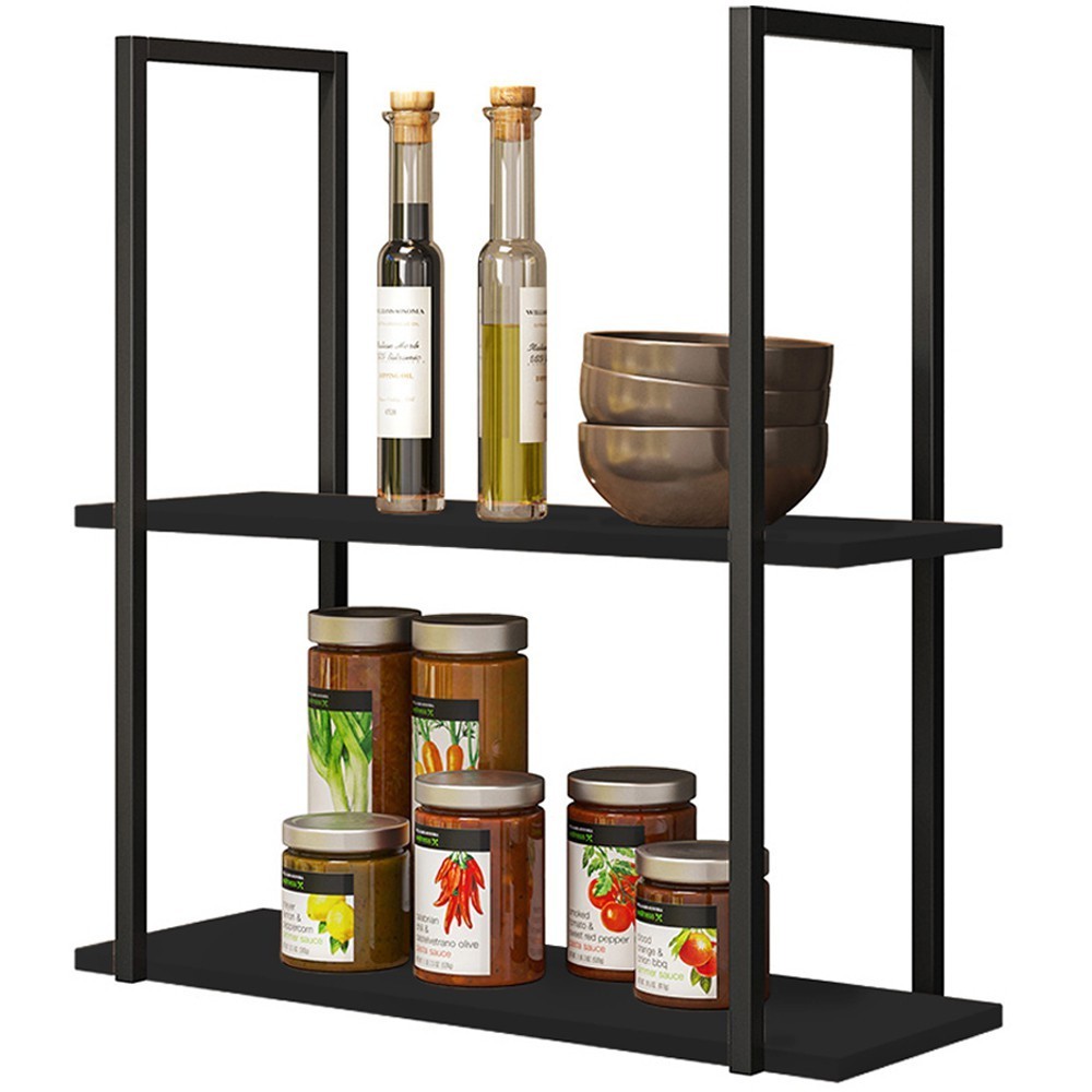 Kit 04 Prateleiras Decorativas Multiuso Industrial D01 Design Preto Fosco - Lyam Decor