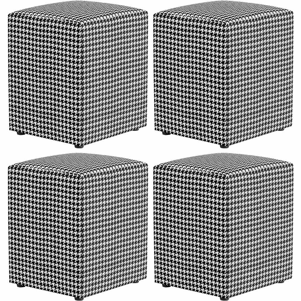 Kit 04 Puffs Quadrado Decorativo L02 Pied Poule - Lyam Decor