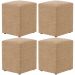 Kit 04 Puffs Quadrado Decorativo Sala De Estar L02 Bouclê Mostarda - Lyam Decor