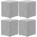 Kit 04 Puffs Quadrado L02 Decorativo Bouclê Cinza - Lyam Decor