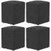 Kit 04 Puffs Quadrado L02 Decorativo Bouclê Preto - Lyam Decor