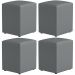 Kit 04 Puffs Quadrado L02 Decorativo Corano Cinza - Lyam Decor