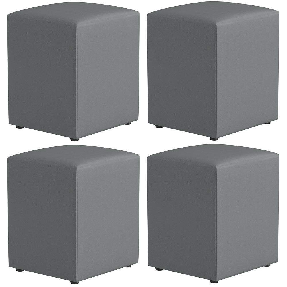 Kit 04 Puffs Quadrado L02 Decorativo Corano Cinza - Lyam Decor