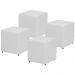 Kit 04 Puffs Quadrado L02 Decorativo Corino Branco - Lyam Decor