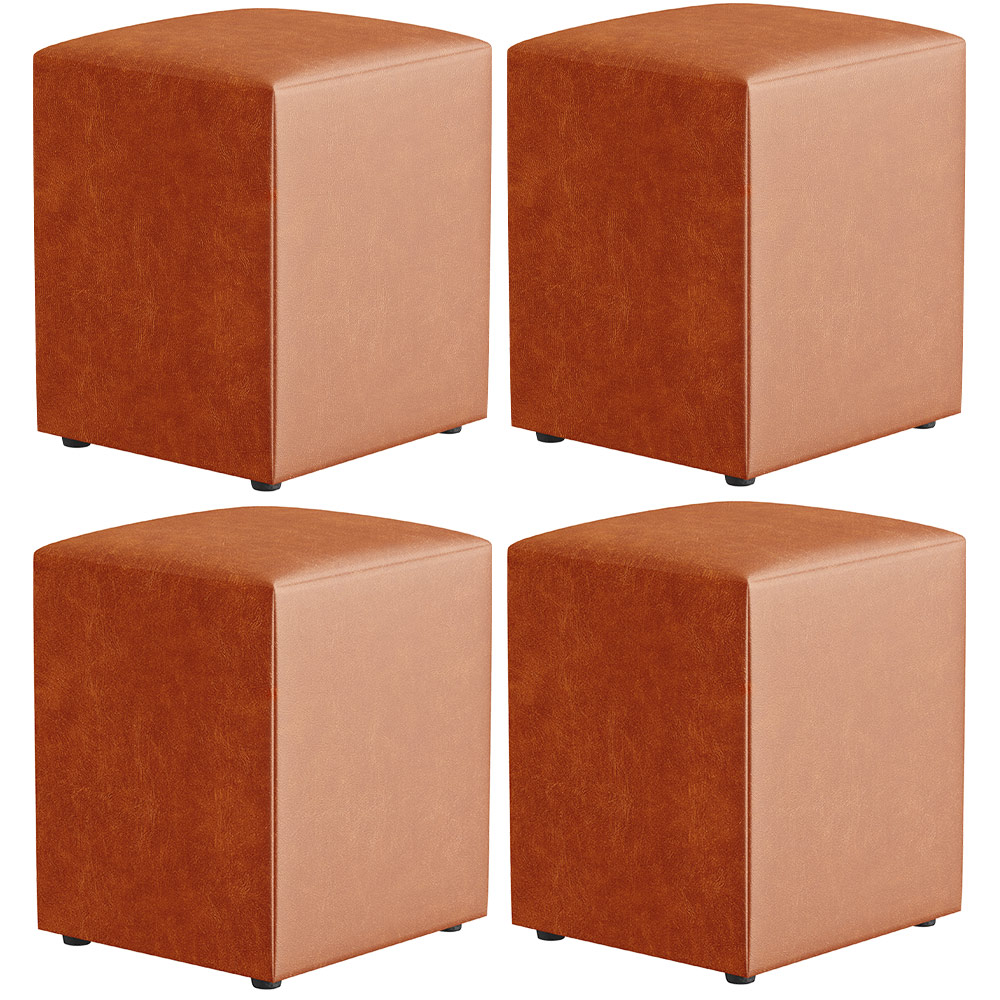 Kit 04 Puffs Quadrado L02 Decorativo Couríssimo Camel - Lyam Decor